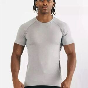 NEW Alphalete Men’s Hero Seamless Short Sleeve Athletic Shirt in smoke bomb gray